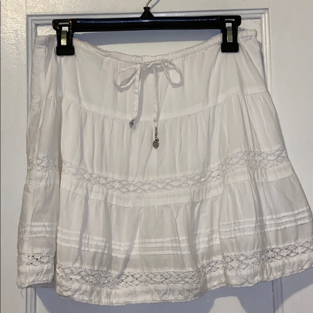White Short Skirt with Crochet Detail